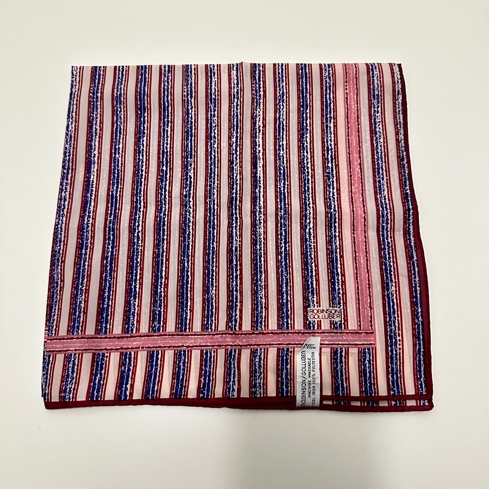 Vintage Robinson Golluber Square Scarf Bandana Red Blue Striped Made In Japan